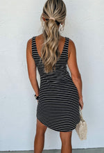 Load image into Gallery viewer, Julie Sleeveless Mini Dress- Black Stripe