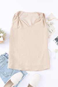 Brie Knotted Shoulder Tank- Apricot