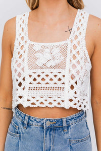 Mariana Sleeveless Crochet Top - White