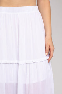 Ashlyn Tiered Midi Skirt- White