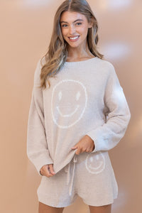 Smiley Cozy Soft Top with Shorts Set - 2 Colors