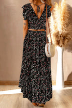 Load image into Gallery viewer, Melissa Floral Top and Maxi Skirt Set- Black
