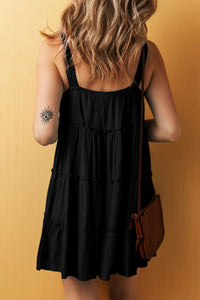 Maci Tiered Sleeveless Dress- Black