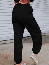 Load image into Gallery viewer, Meghan Checker Textured Tee and Pant Set- Black