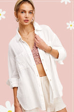 Load image into Gallery viewer, Mila Crinkled Gauze Button Down Shirt - White