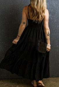 Veronica Spaghetti Strap Maxi Dress- Black