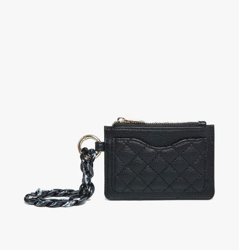 Rhodes Quilted Wallet w/ Chain Bangle - Black