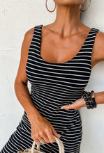 Load image into Gallery viewer, Julie Sleeveless Mini Dress- Black Stripe