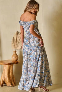 Myra Paisley Maxi Dress- Blue