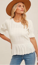 Load image into Gallery viewer, Lucy Peplum Knit Top- Ivory