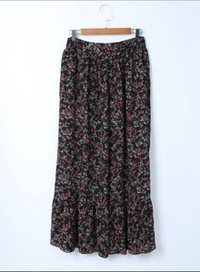 Melissa Floral Top and Maxi Skirt Set- Black