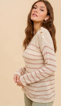Load image into Gallery viewer, Naomi Light Weight Striped Sweater- Brown/Ivory