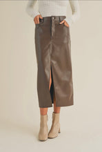 Load image into Gallery viewer, Rebecca Pleather Skirt- Brown