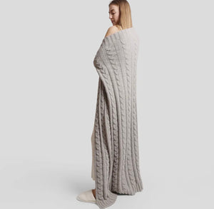 Braided Cable Knit Luxury Blanket - Grey