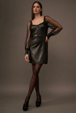 Load image into Gallery viewer, Sami Faux Leather Sweetheart Dress-Black