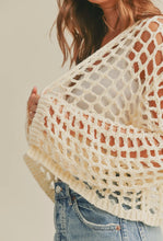 Load image into Gallery viewer, Zoie Crochet Knit Cropped Cardigan- Cream