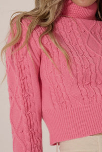Tami Turtleneck Sweater- Bubble Gum Pink