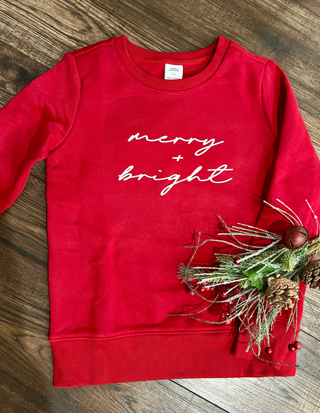 Kids Merry & Bright Sweatshirt- Red