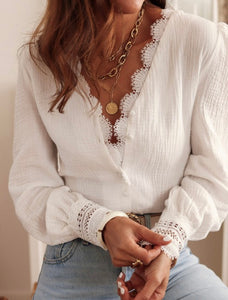 Veronica Crochet Lace Blouse- White