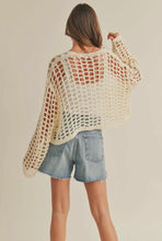 Load image into Gallery viewer, Zoie Crochet Knit Cropped Cardigan- Cream