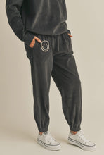 Load image into Gallery viewer, Smiley Graphic Corduroy Jogger Pants- Charcoal