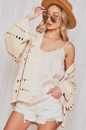 Lacey Open Knit Cardigan- Natural