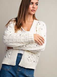 Jace Jewel Crochet Cardigan- Off White