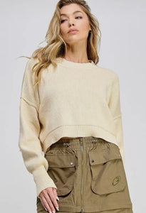 Easy Street Cropped Pullover- Natural