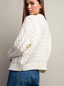 Jace Jewel Crochet Cardigan- Off White