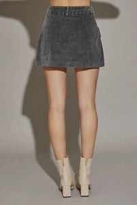 Lauren Corduroy Cargo Skirt - Charcoal