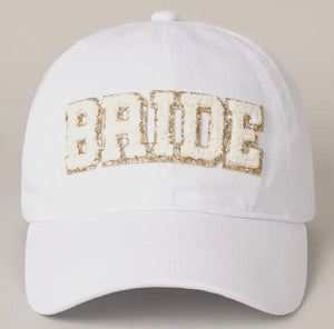 Bride Chenille Letter Patch Hat - White