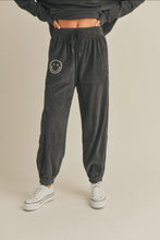 Load image into Gallery viewer, Smiley Graphic Corduroy Jogger Pants- Charcoal