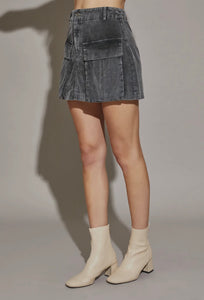 Lauren Corduroy Cargo Skirt - Charcoal