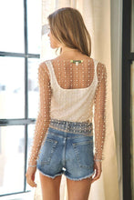 Load image into Gallery viewer, Vianna Bead and Pearl Embellished Mesh Top - Nude