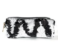 Load image into Gallery viewer, Mermaid Sequin Cosmetic Pouch - Black &amp; White
