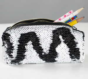 Mermaid Sequin Cosmetic Pouch - Black & White