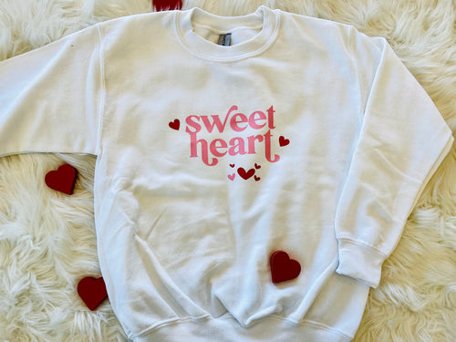 Girls Sweet Heart Sweatshirt-White