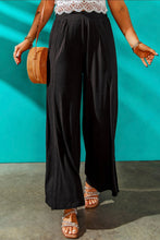 Load image into Gallery viewer, Heather Wide Leg Slit Pants- Black