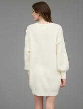 Load image into Gallery viewer, Hazel Half Button Long Sleeve Mini Sweater Dress