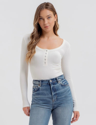 Fae Scoop Neck Henley Top