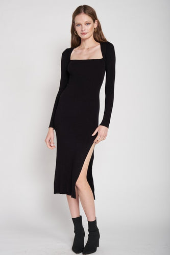 Mary Square Neck Long Sleeve Midi Dress