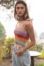 Load image into Gallery viewer, Tiffany Tie-shoulder Sweater Crop Tank Top - Rainbow Sherbert