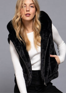 Kiersten Faux Fur Hooded Vest- 2 Colors