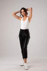 Monroe Faux Leather Pants - Black