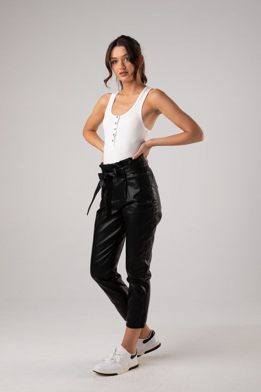 Monroe Faux Leather Pants - Black