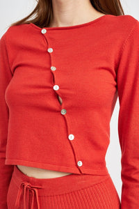 Gemma Asymmetric Button Up Top- Rust