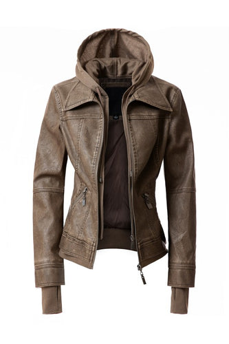 Anna Faux Leather Jacket -Khaki