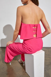Laura Off the Shoulder Jumpsuit - Hot Pink