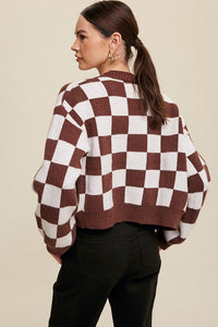 Lea Gingham Sweater Crop Cardigan - 2 Colors