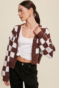 Lea Gingham Sweater Crop Cardigan - 2 Colors